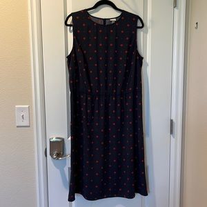 Navy blue sleeveless midi dress